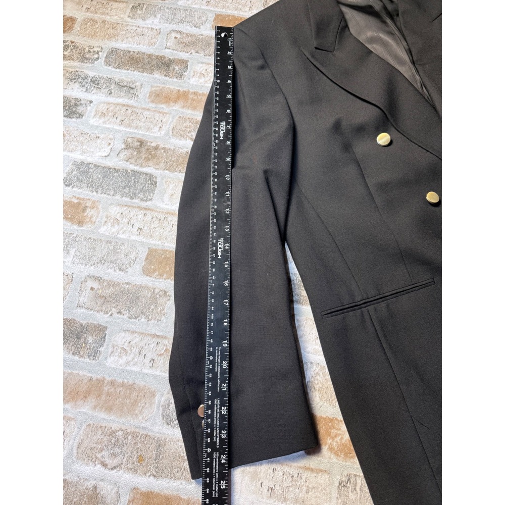 Henry Grethel Mens Double Breasted Blazer Black Gold Buttons Peak Lapel‎ Jacket - Picture 6 of 9